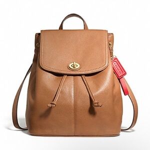 Vintage Coach Park Leather Backpack in Brass/British Tan